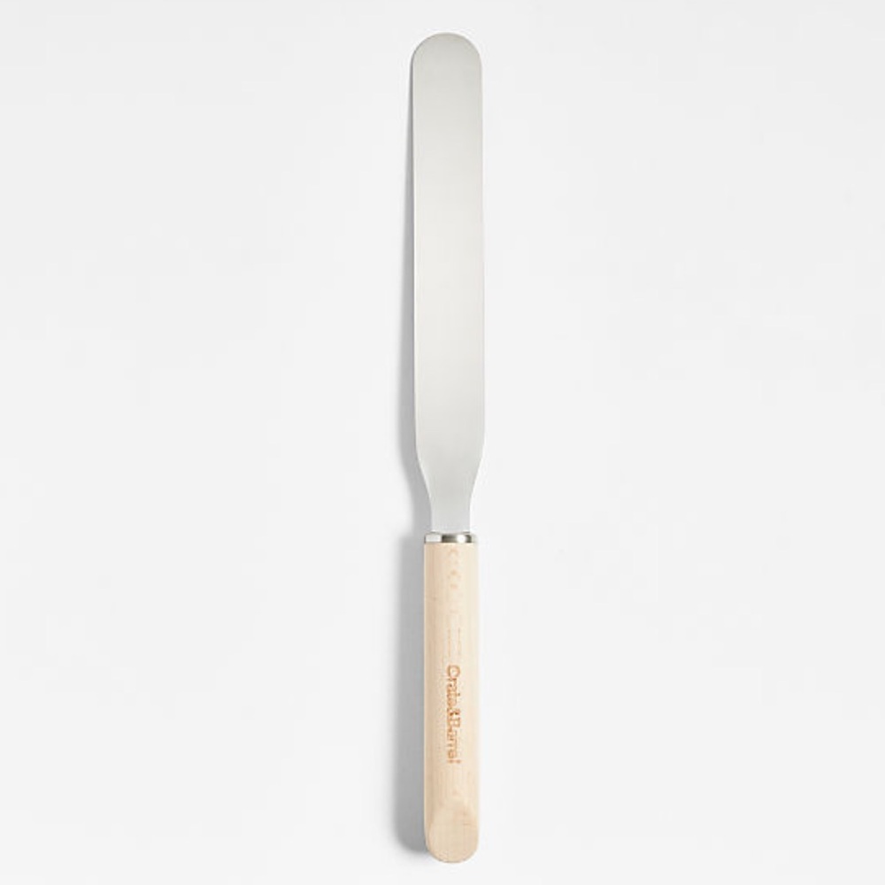New! Crate&Barrel Stainless Steel Spatula with beechwood Handle 13.03”